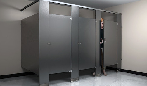 Partitions in a restroom with Toilet Stall Gaps